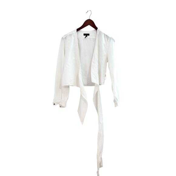 Rag & Bone Linen White Wrap Long Sleeve Top - Picture 5 of 8